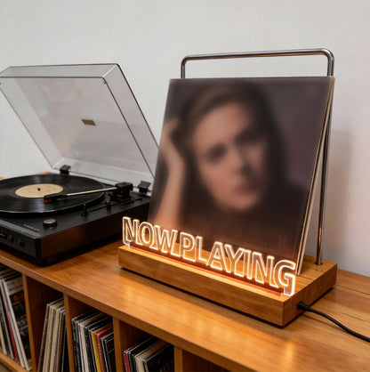 LED Now Playing Vinyl Record Storage and Display Stand with Light
