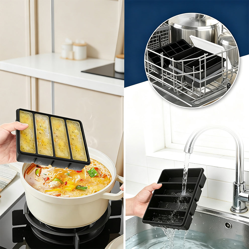 4Piece Silicone Freezer Tray Set with Lids