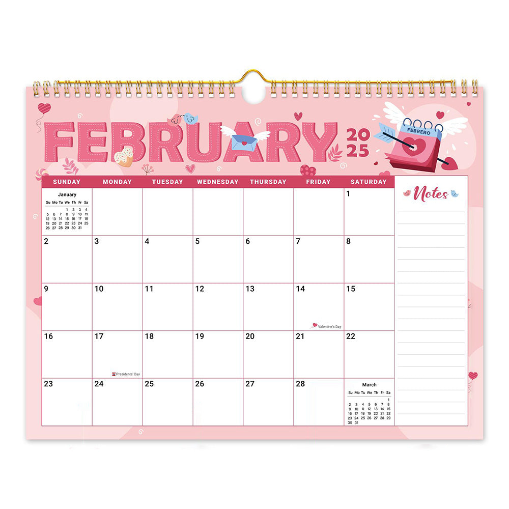 2025 Wall Calendar 18-Month Hanging Calendar with Notes Area for or Home Office