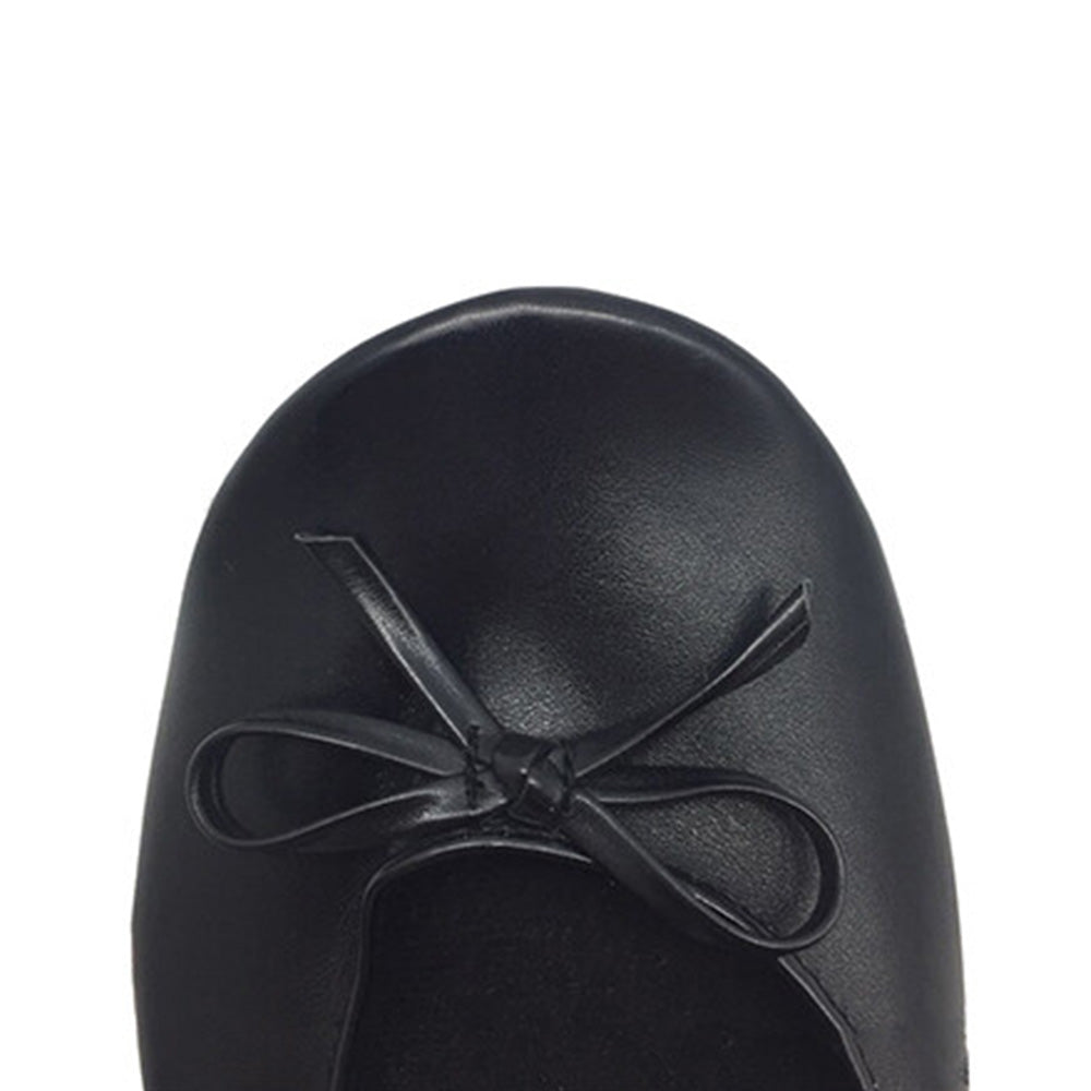 Women Foldable Indoor Ballet Flat Roll Slipper Shoes Dance Shoes Party Ball Prom-Black