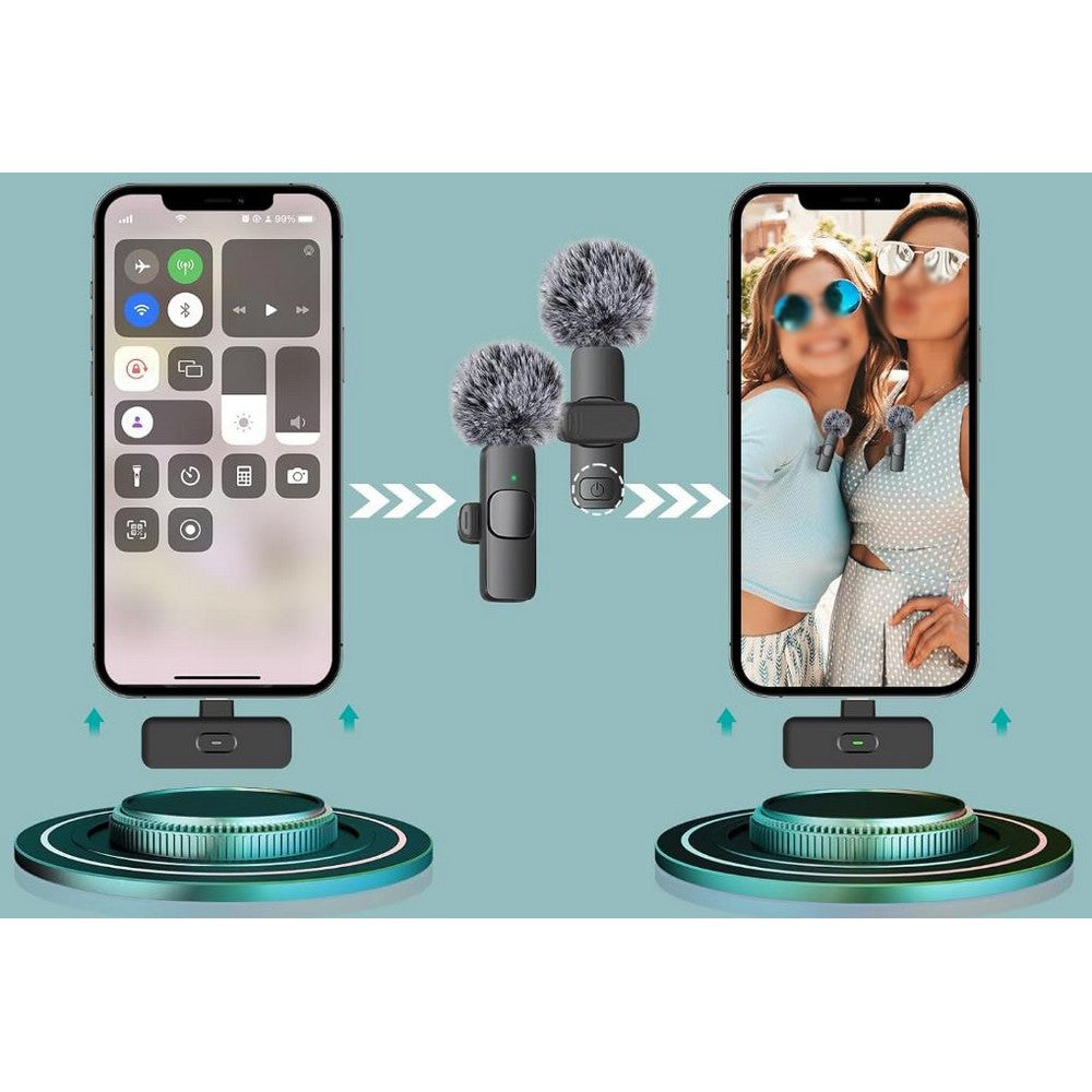 Mini Microphone Wireless Lavalier Lapel Mic for YouTube Tiktok Podcast Vlogging