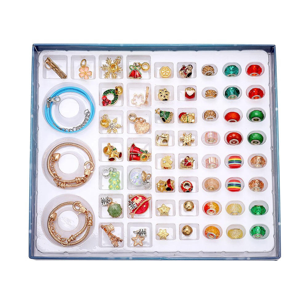61Pcs Christmas Charms Bracelet Necklace Making Set Jewellry Making Kit Christmas Gift for Girls Style 1