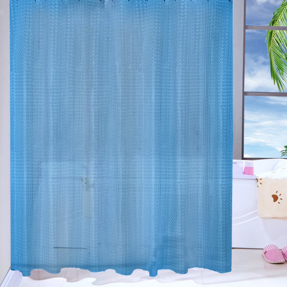PEVA Thickened Shower Curtain Liner 180x180cm with Rustproof Grommets and Hooks-Blue