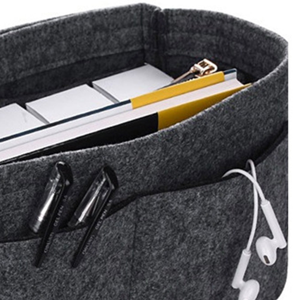 Thick Felt Tote Bag Organizer Insert with Multiple Pockets -Grey