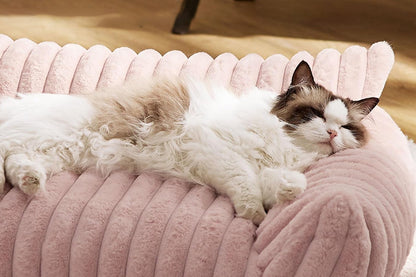 Cat Couch Bed Fluffy Pet Sofa with Removable Washable Cover Non-Slip Bottom -Pink