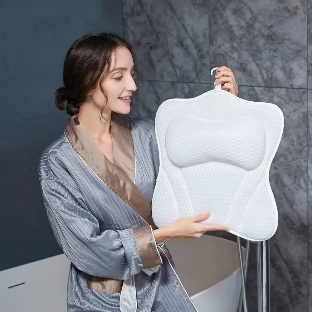 4D Bath Pillows Bathtub Rest Pillow Spa Neck and Back Support Headrest with Suction Cups Style 2