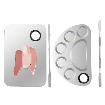 Stainless Steel Makeup Mixing Palette Set with Spatulas