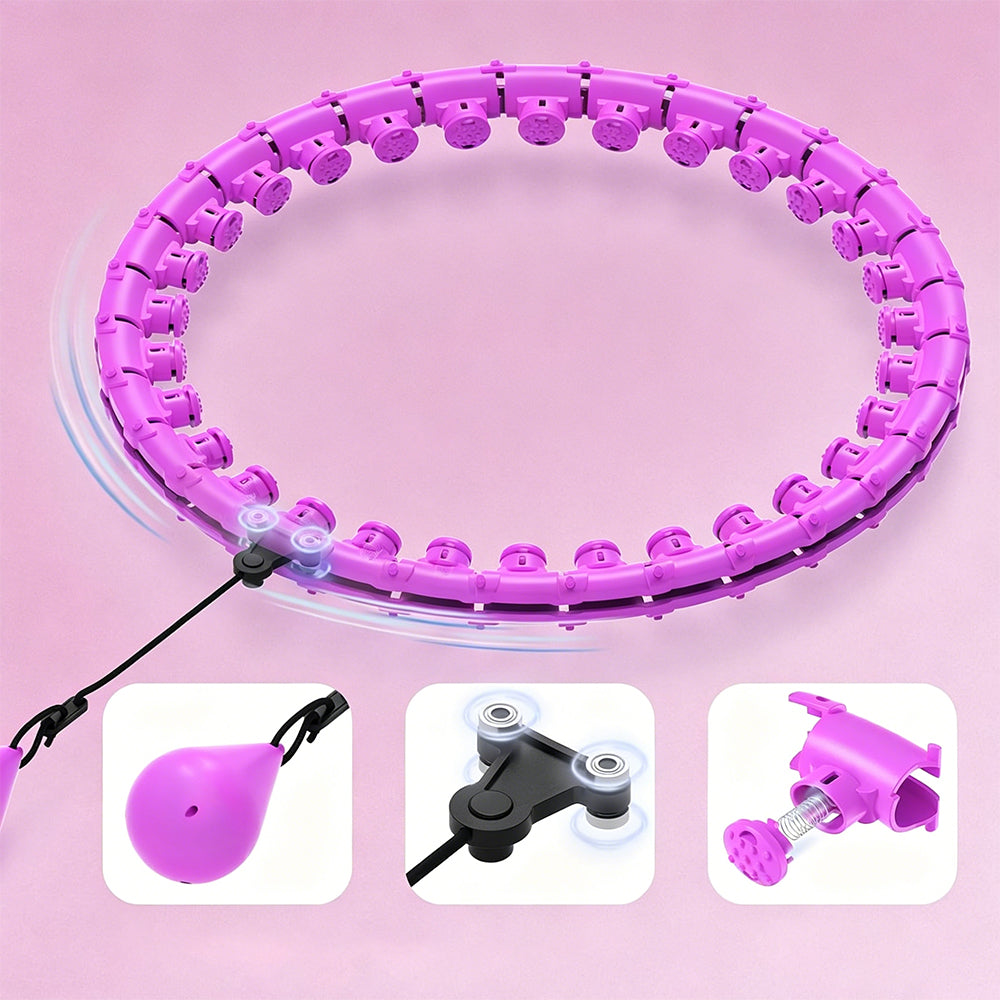 32 Section Detachable Weighted Hula Hoop Adjustable 26 to 58 Inches-Purple