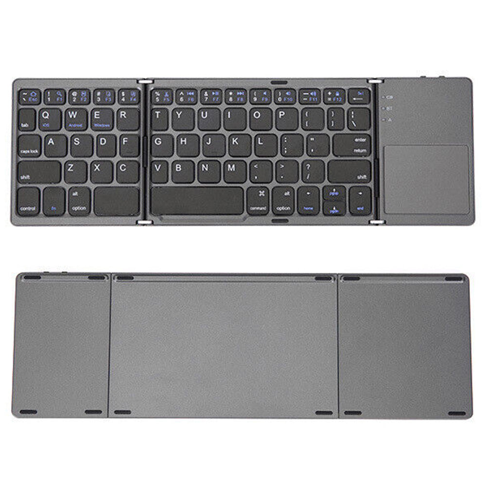Foldable Bluetooth Keyboard with Touchpad Wireless Slim Keyboard for Windows iOS Android Device USB-B Style