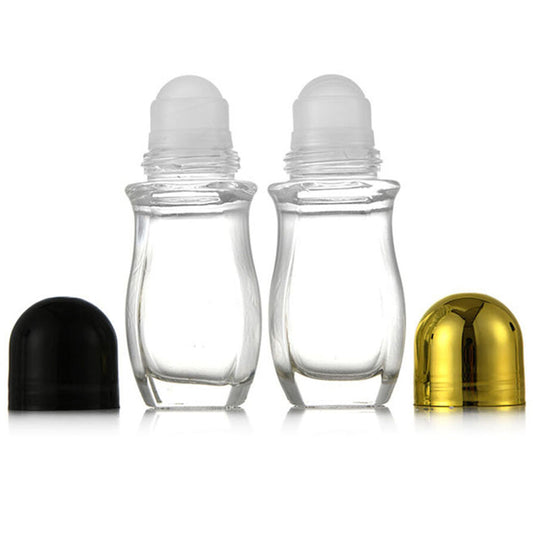 2Pcs Set Empty Roller Bottles Glass Roll On Bottles Containers for Essential Oils Perfume Cosmetics