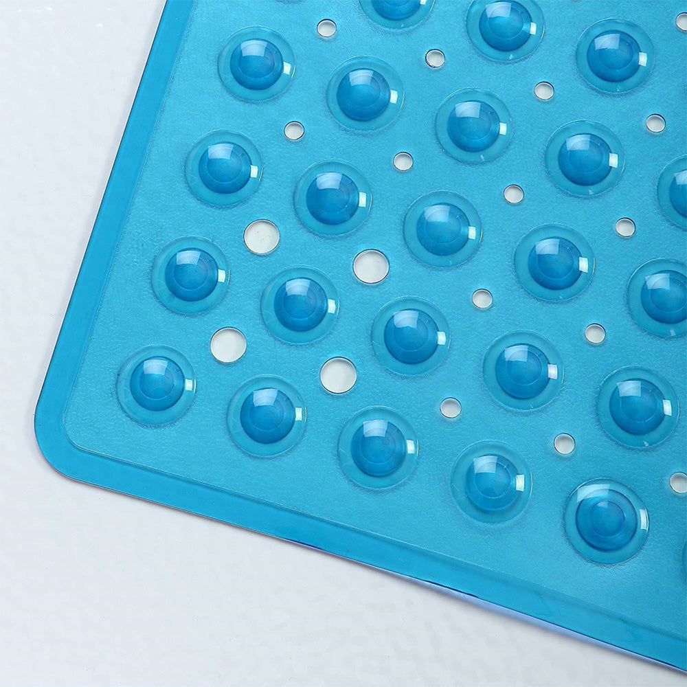 Large Non Slip Shower Mat with Drain Holes Square Shower Mat-Blue