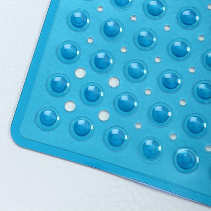 Large Non Slip Shower Mat with Drain Holes Square Shower Mat-Blue
