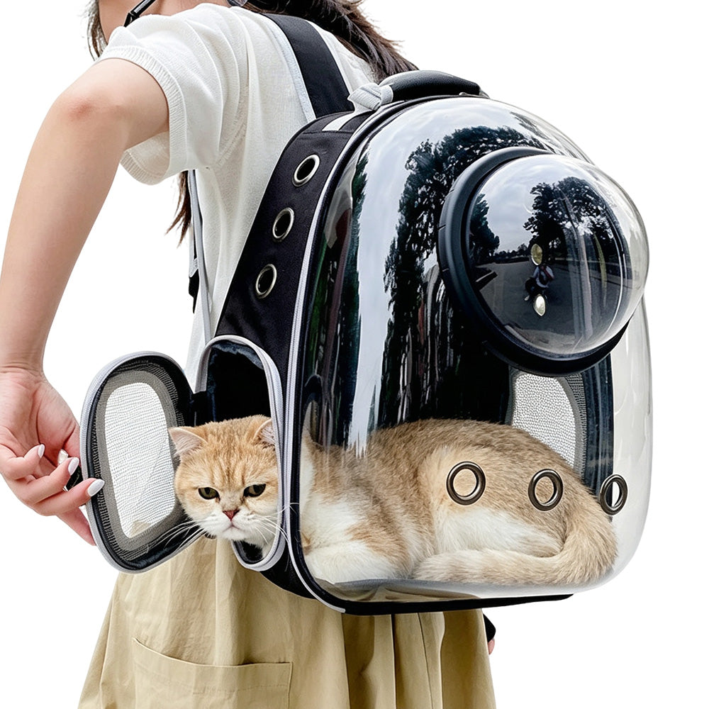 Space Capsule Pet Carrier Backpack with Clear Window - Black