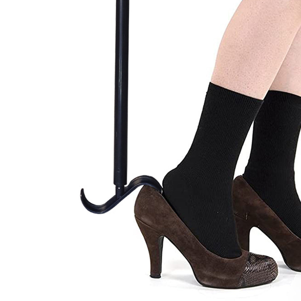 2-in-1 Shoe Horn & Dressing Aid Adjustable Shoe Horn for Easy Shoe Clothing Wear Black