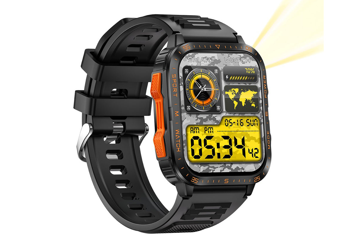 Smart Watch Fitness Tracker Heart Rate Sleep Monitor 100 Sport Modes for Android iOS -Black and Orange