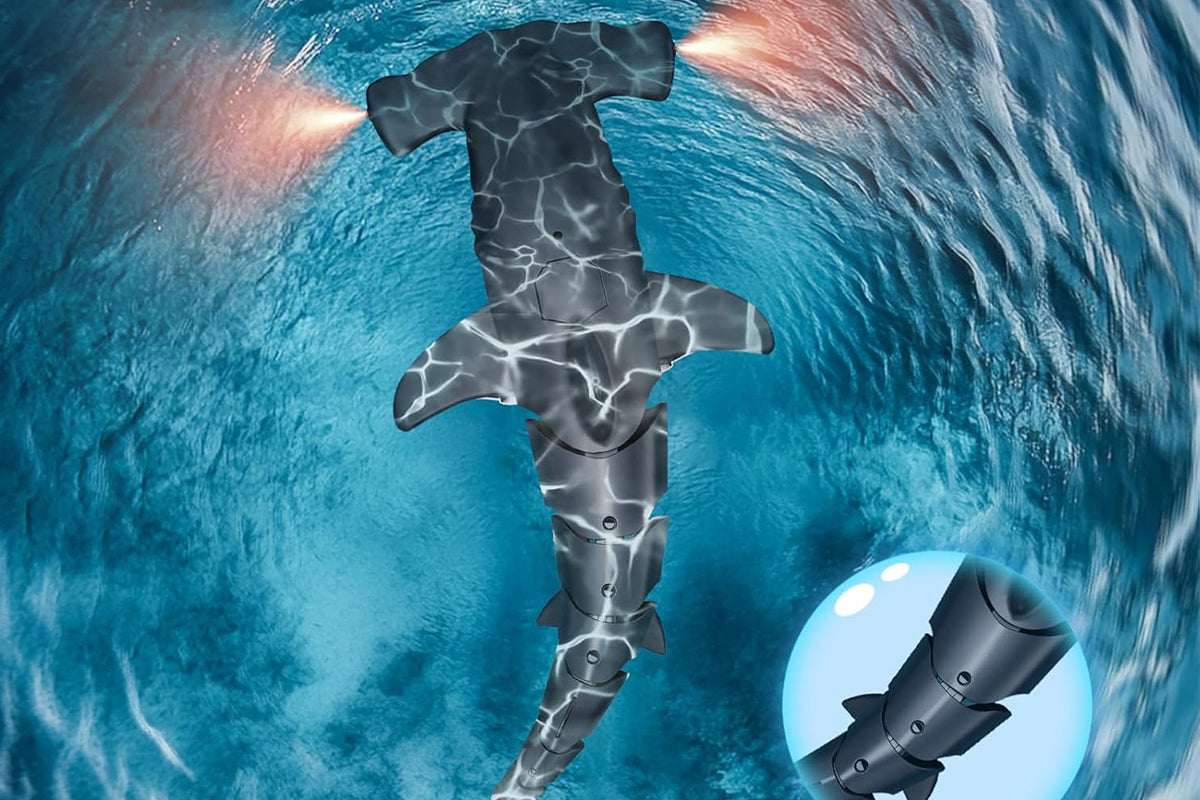 2.4Ghz Remote Control Shark Toy for Boys Electric RC Sharks Fish Toys with Light -Blue