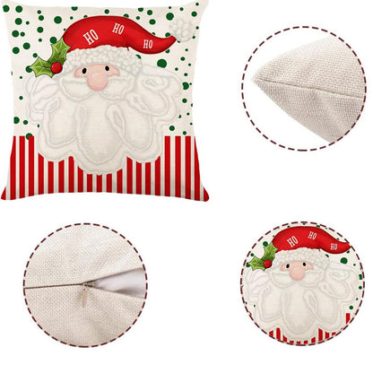 4Pcs Set Christmas Pillow Covers Merry Christmas Santa Claus Snowman Christmas Decor Home Sofa Couch Cushion Case