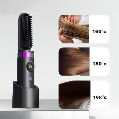 Hair Straightener Brush with Base-Black