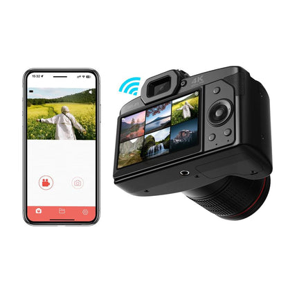 4K 64MP WiFi Dual Lens Digital Camera with Night Vision- Black