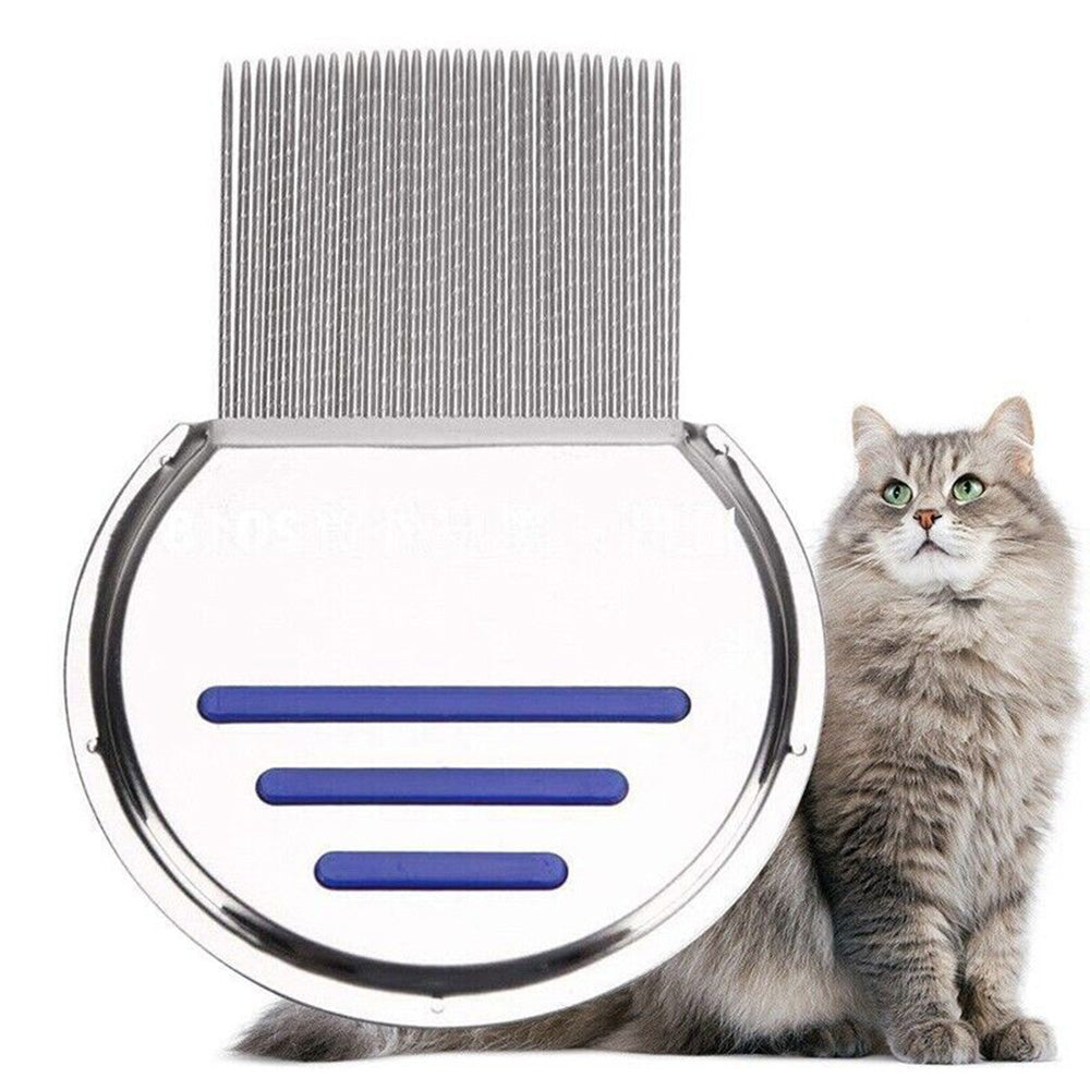 Stainless Steel Pet Flea Comb Fine Tooth Grooming Tool Blue