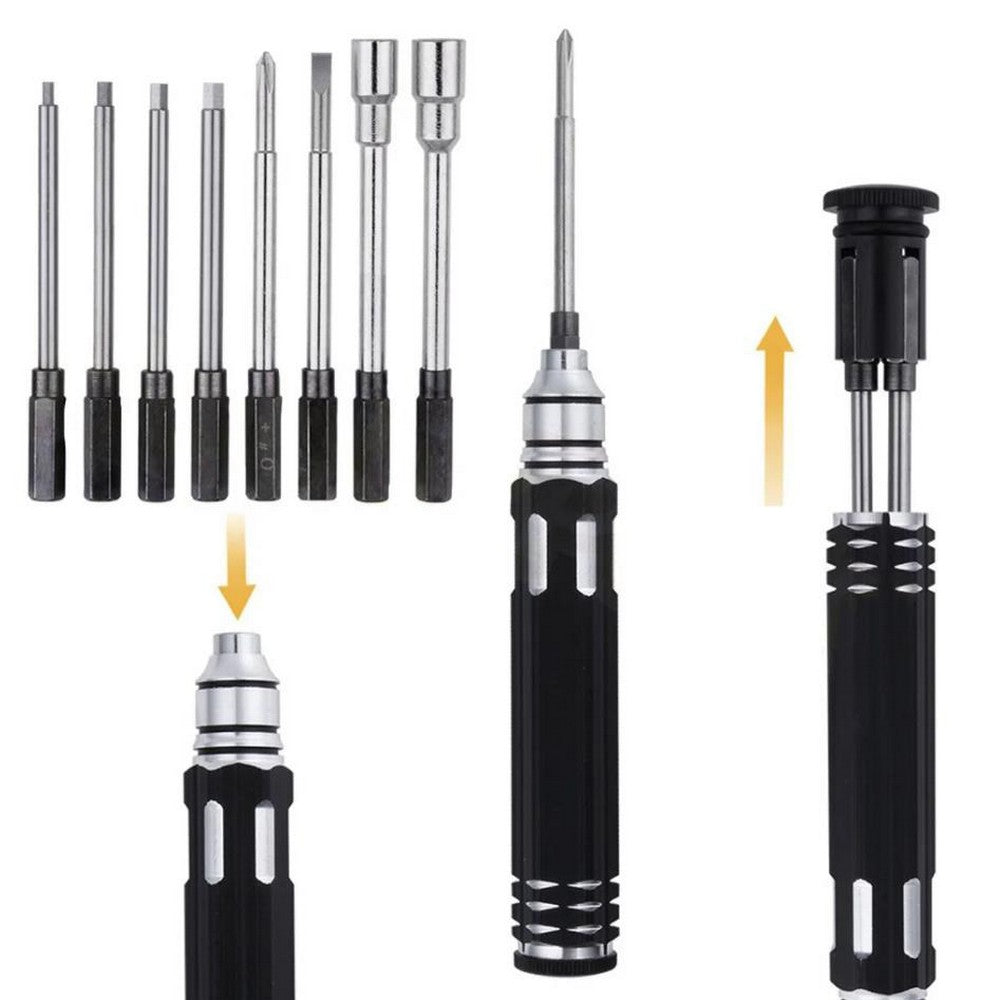 8-in-1 Hard Steel Tool Hex Nut Driver Set 1.5/2.0/2.5/3.0/0+ Flat/1-/4/5.5