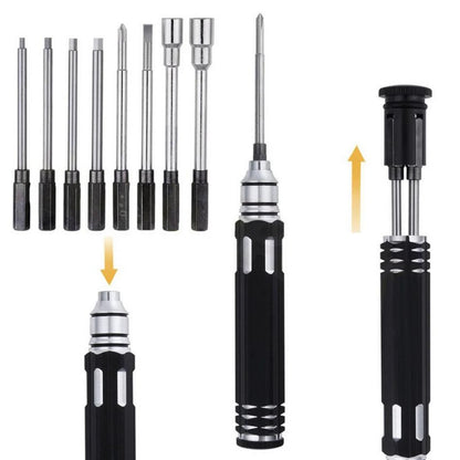 8-in-1 Hard Steel Tool Hex Nut Driver Set 1.5/2.0/2.5/3.0/0+ Flat/1-/4/5.5