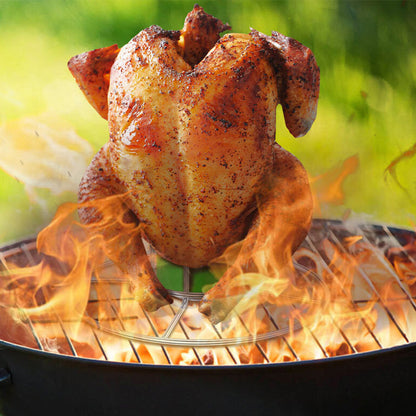 Beer Can Chicken Holder Stainless Steel Stand with Handle for Grill & Smoker Style 1