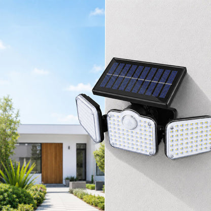 3 Head 321 LED Solar Motion Sensor Garden Wall Protective Flood Light