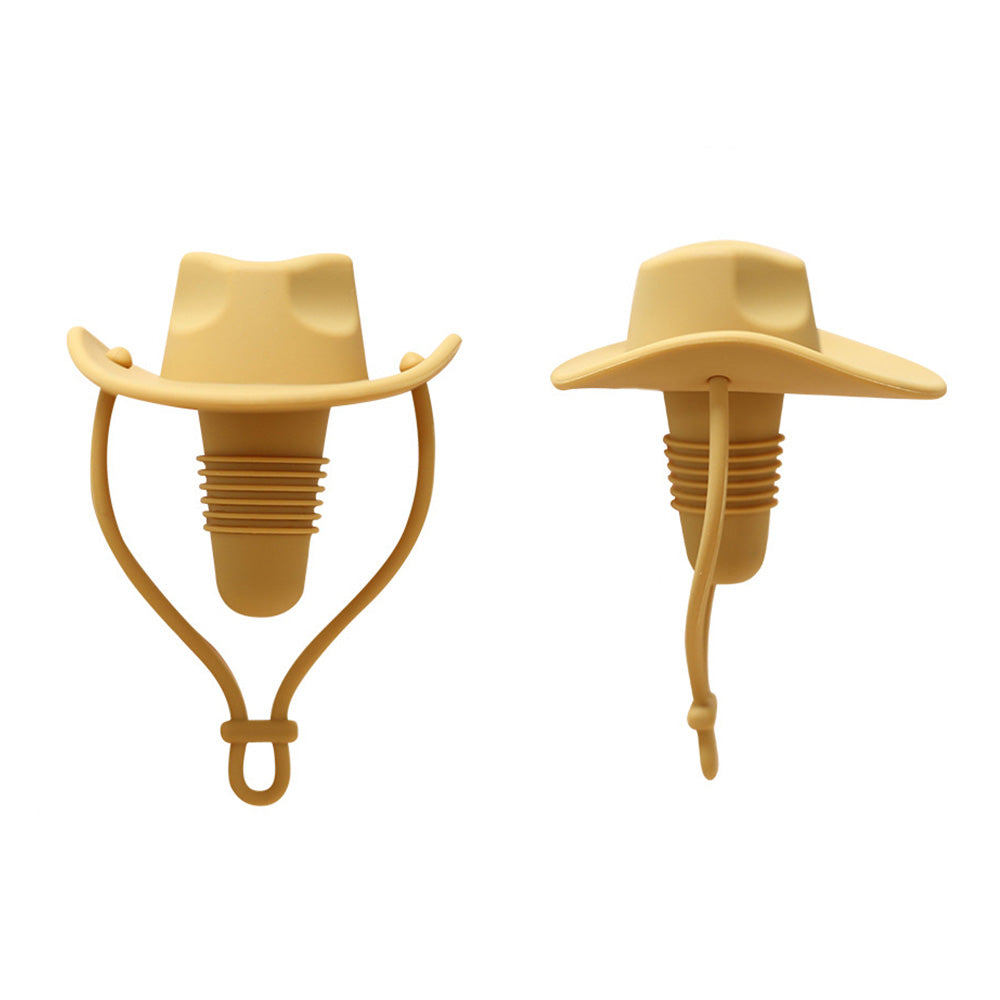 Western Cowboy Hat Silicone Wine Bottle Stopper Champagne Sealer -Yellow
