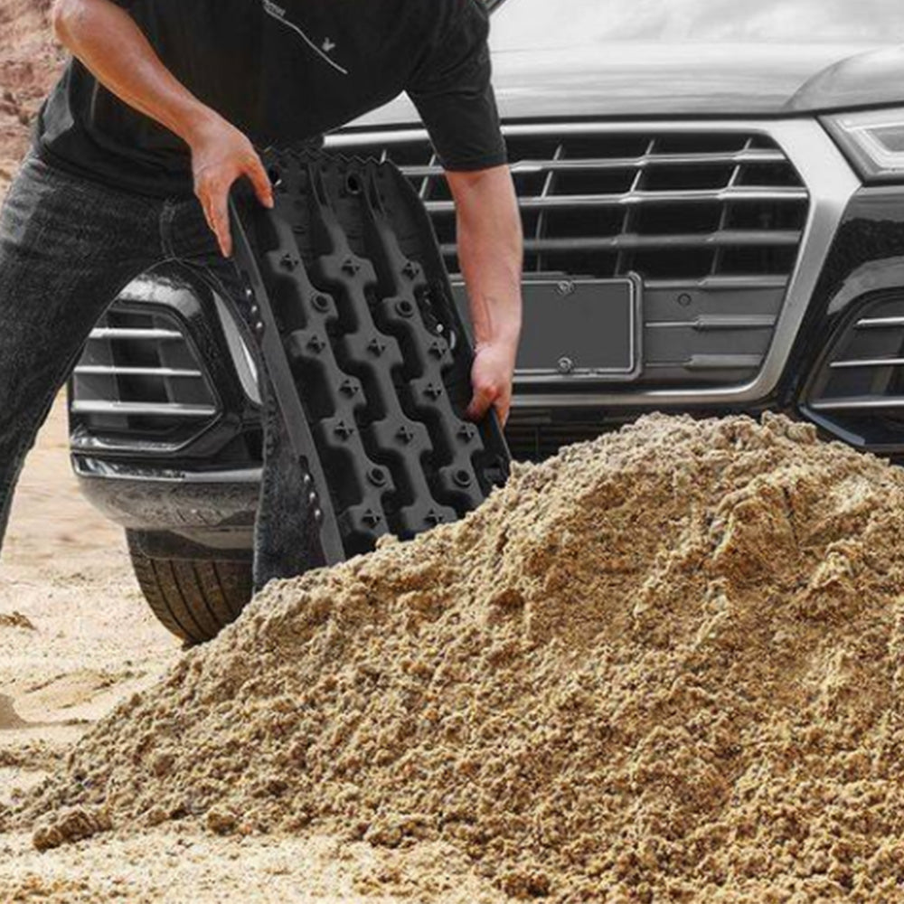 1 Pair Black Vehicle Traction Boards Recovery Tracks for 4WD Mud Snow Sand
