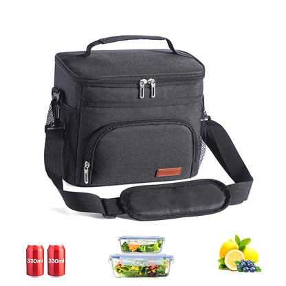 Insulated Lunch Box Leak-Proof Cooler Bag with 4 Pockets Black