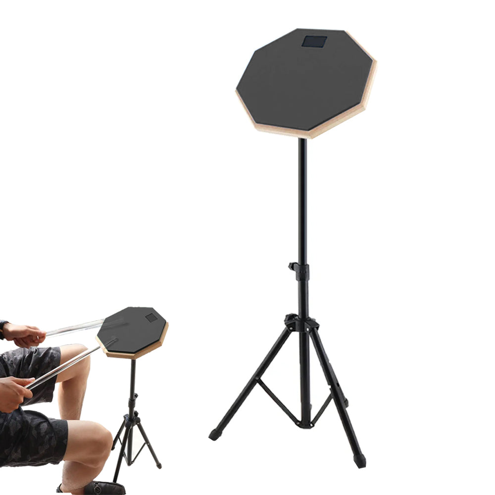 Silent Practice Drum Pad Set Dumb Drum with Drum Stand for Beginners Black