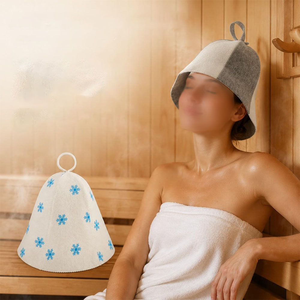 2Pcs Wide Brim Felt Sauna Hat
