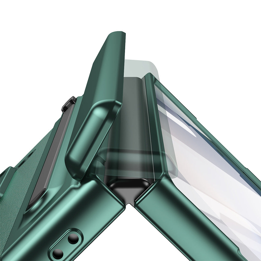Phone Case for Samsung Z Fold 7 with Pen Holder Full Coverage Hinge Protection-Green