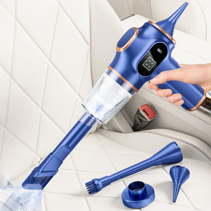 Cordless Desktop and Car Vacuum Cleaner with Blow & Suction Functions and Digital Display-Blue