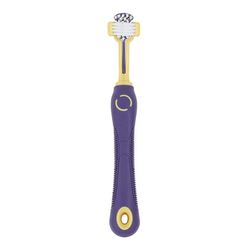 Pet Toothbrush for Dogs and Cats 3 Sided-Purple