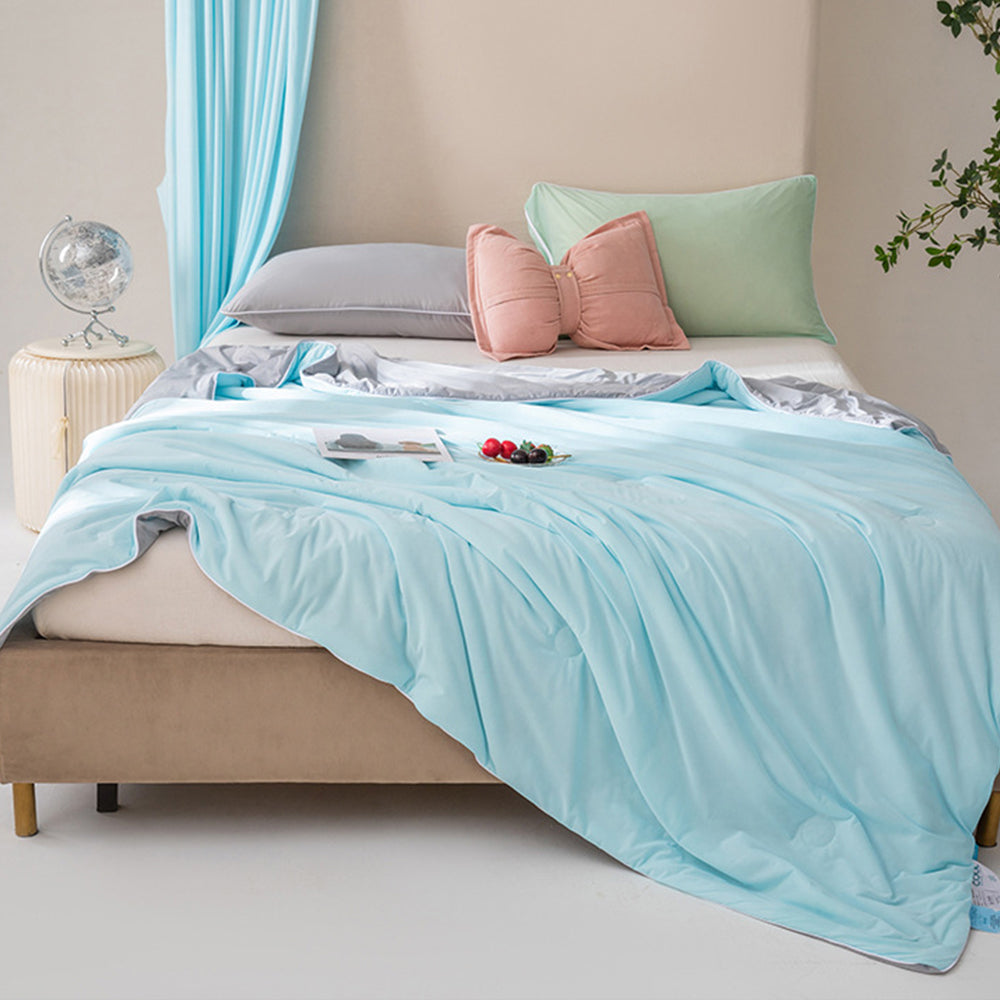 Reversible Cooling Blanket Lightweight Cool Blanket for Summer Blue