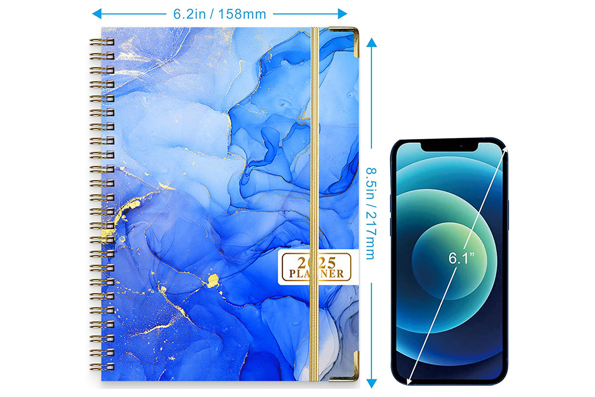 2025 Planner Book with Bookmark 2025 Calendar JAN 2025 - DEC 2025 Weekly and Monthly Academic Planner-Blue