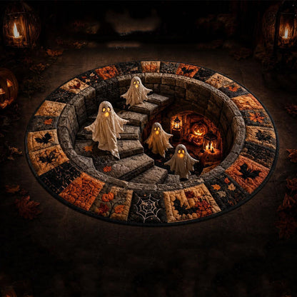 3D Round Non Slip Soft Halloween Rug - Orange Pumpkin