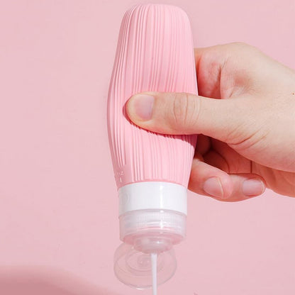 18 Piece Silicone Leak Resistant Travel Toiletry Bottle Set - Pink