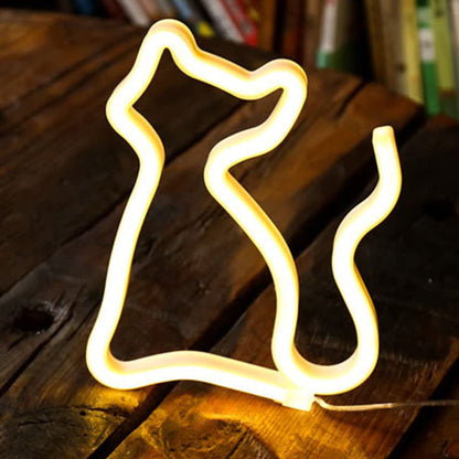 LED Cat Rainbow Neon Sign Night Light Lamp for Bedroom Wall and Bedside Decor Style 1