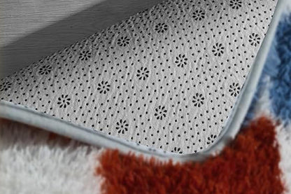 Checkered Plush Shaggy Rug Non Slip Carpet - Milticolor