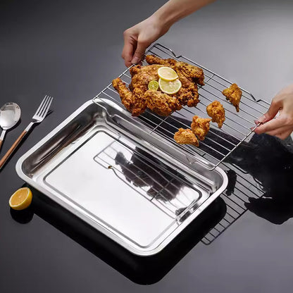 Stainless Steel Crisper Pan and Rack Set for Oven Baking Grilling and Draining