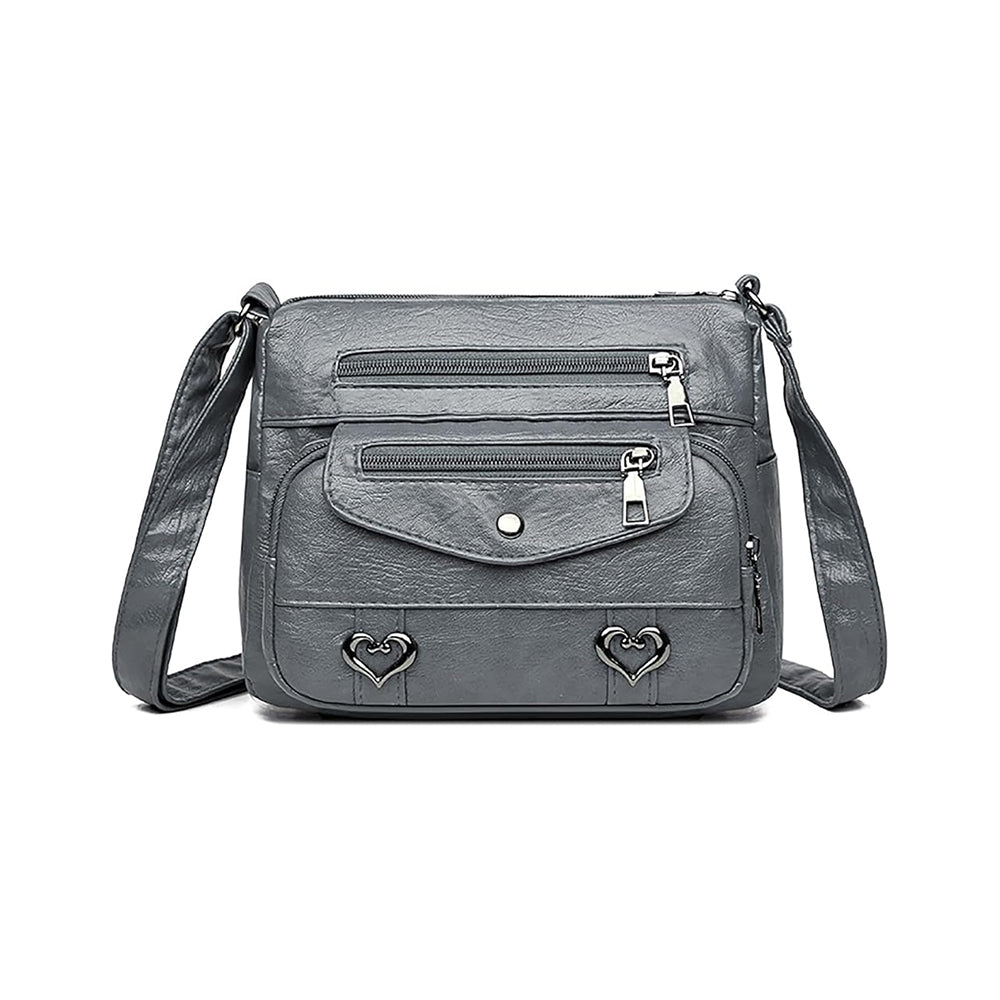 Crossbody Bag for Women Leather Messager Bag Large Capacity Shoulder Bag Gray