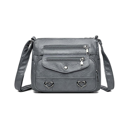 Crossbody Bag for Women Leather Messager Bag Large Capacity Shoulder Bag Gray