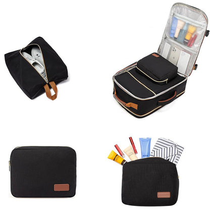 40L Travel Backpack for Men & Women Waterproof Carry-On Bag with 3 Storage Pockets Black