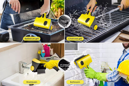 Electric Grill Cleaning Scrub Brush with Steel Brush and PP Brush for BBQ