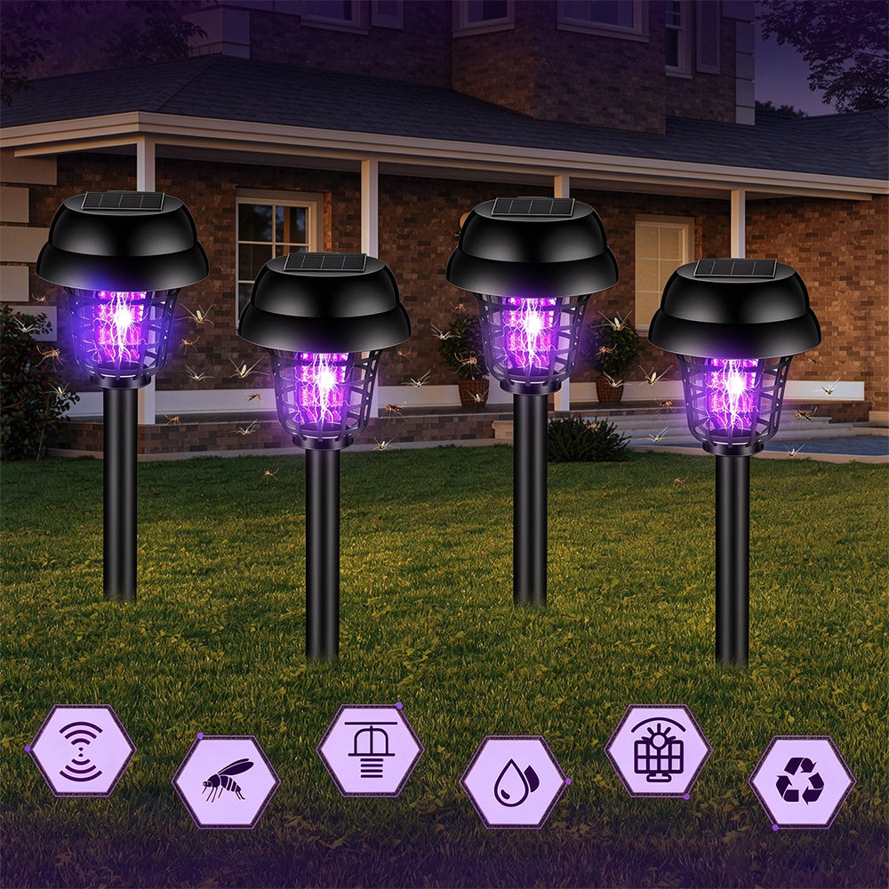 4 Pack Solar Bug Zapper Purple Light Outdoor Bug Zapper