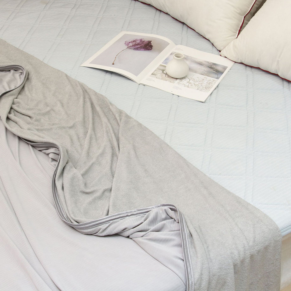 Summer Cooling Blanket with Single Sided Cold Effect Suitable for Hot Sleeper and Night Sweat 150 x 200cm-Grey
