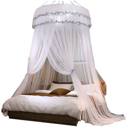 Lace Bed Canopy Drapes Dome Mosquito Net Hanging Bed Curtain White